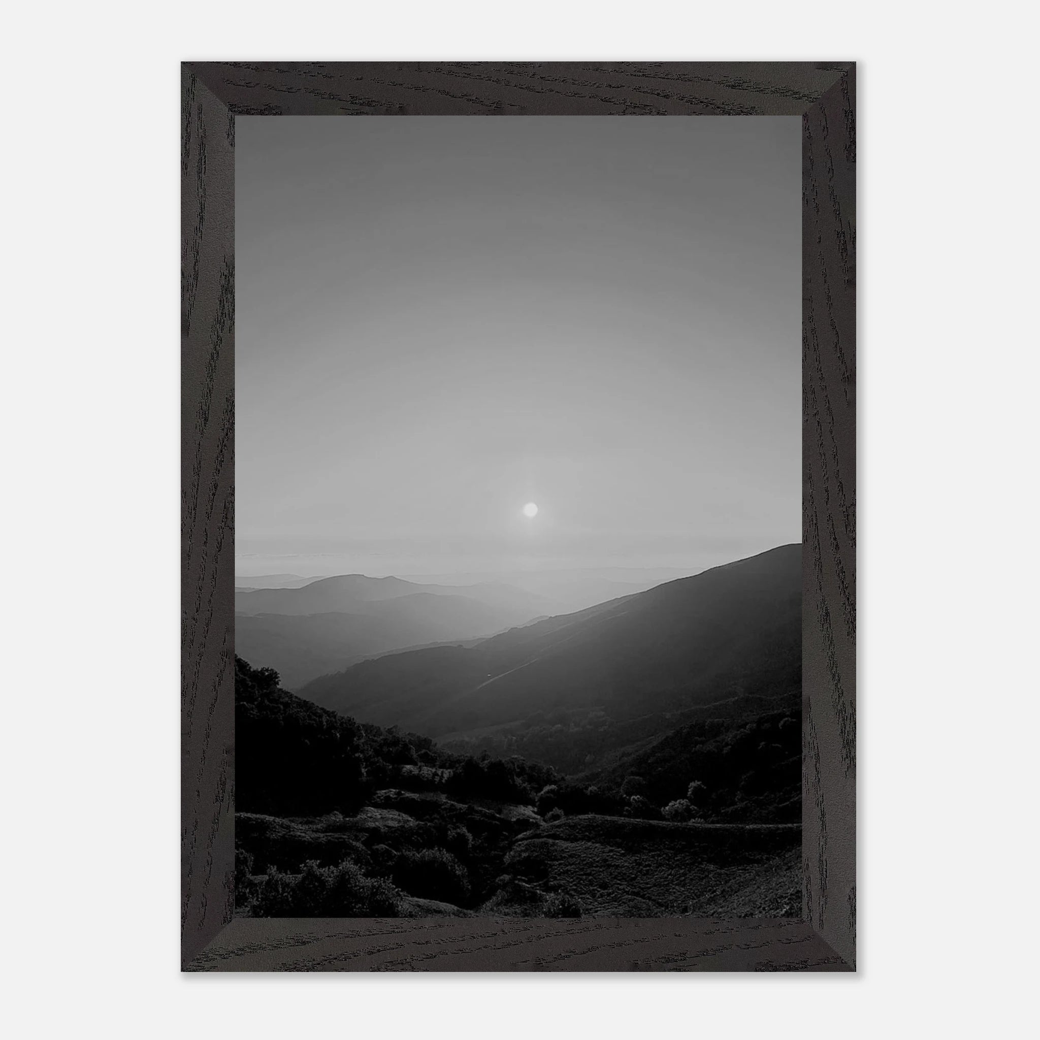 Black and white mounted framed poster of California Central Coast sunset from the Studio Edition travel collection.