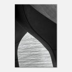 Black and white abstract canvas print of NYC Hudson River pier with high heels in water, from the Studio Edition Travel Collection.