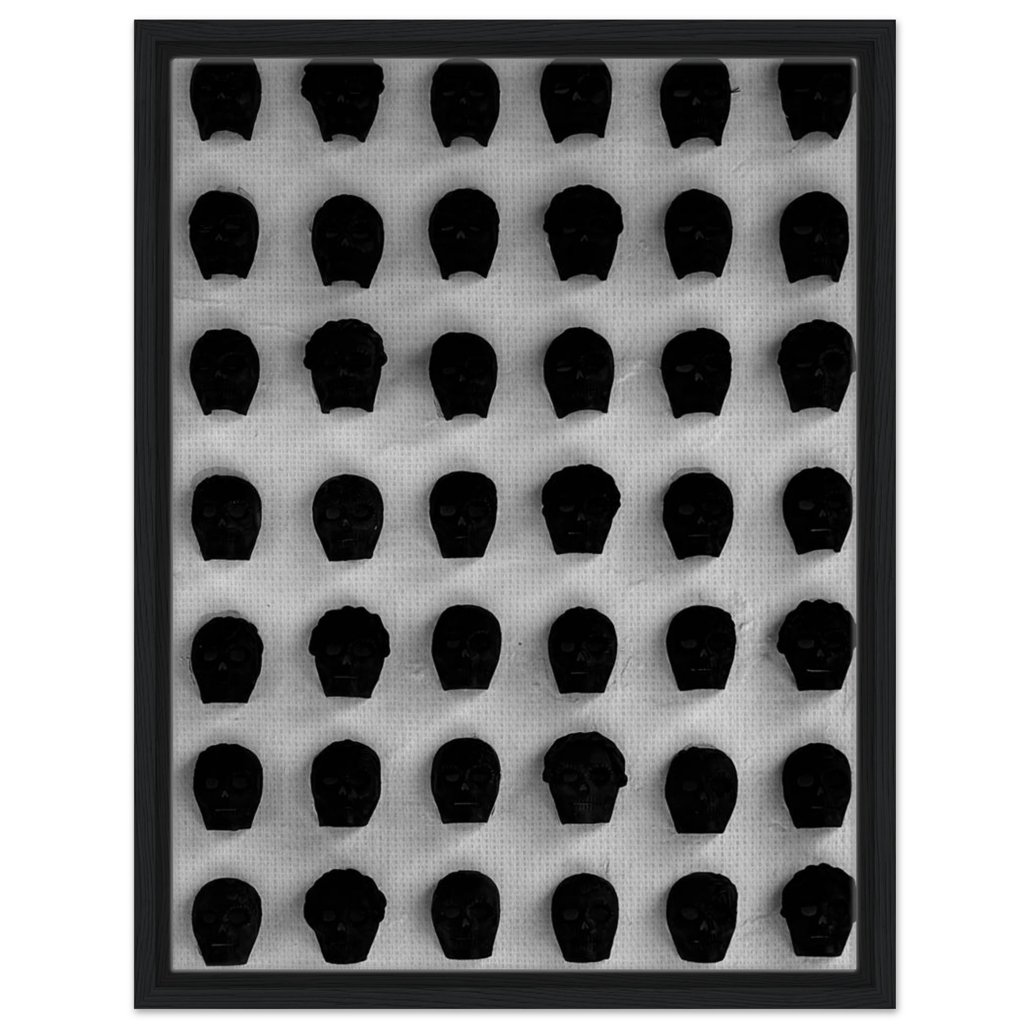 Black and white Monochrome Skull Grid Canvas wall art print from My Store's abstract travel collection, minimalist statement photography.
