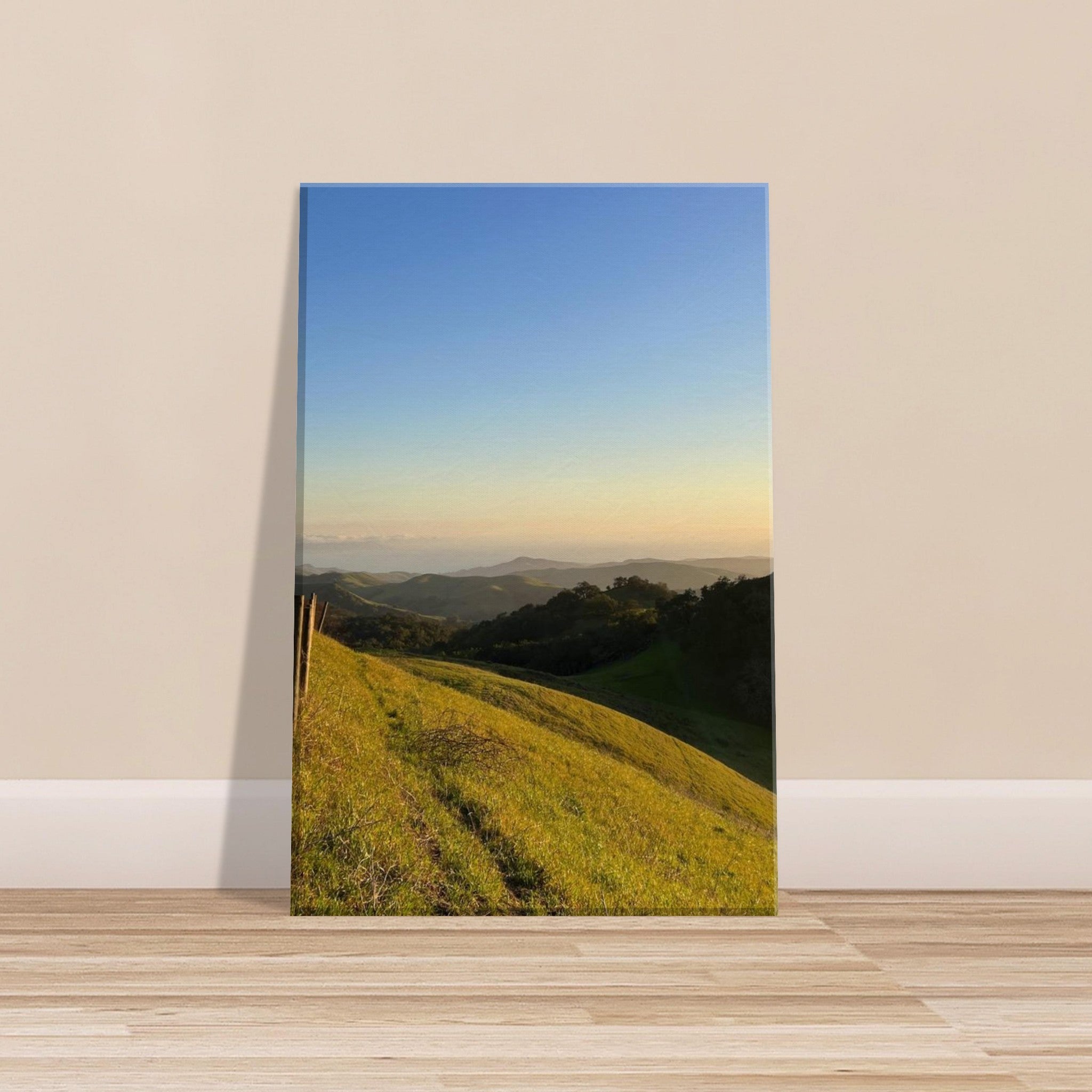 California canvas wall art featuring a Central Coast sunset print, showcasing vibrant colors and scenic coastal landscape.