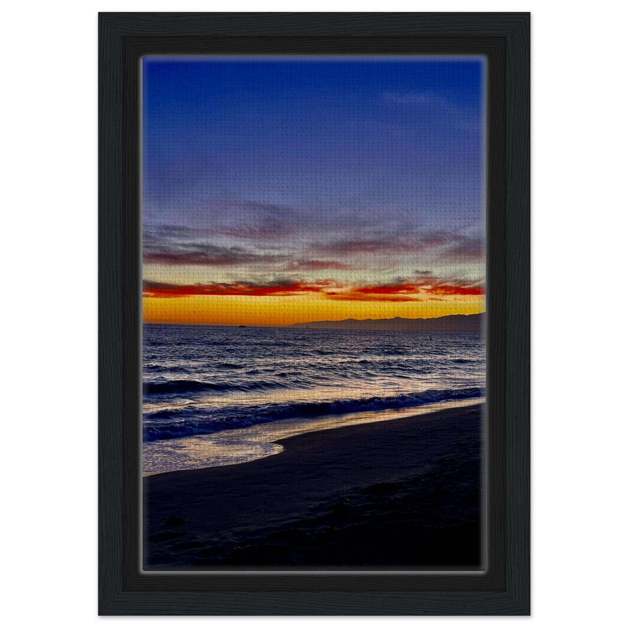 California SUNSET WALL Art print by CaliCuration featuring Venice Beach scene on a wooden framed canvas, studio edition Spring’26