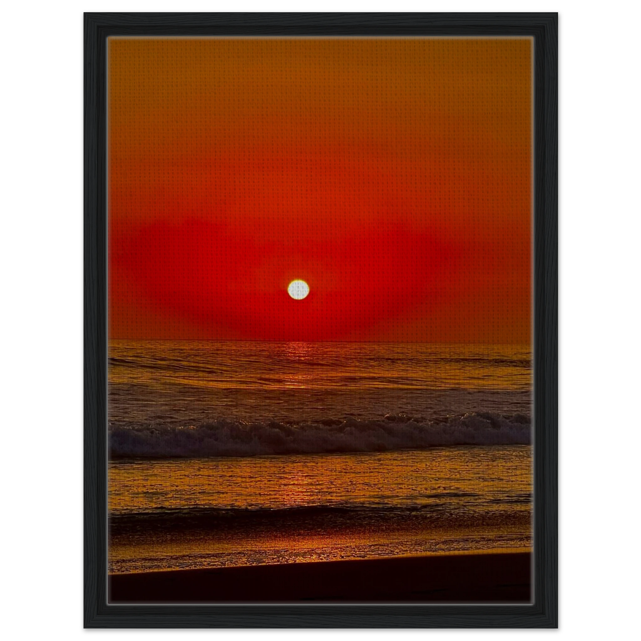 California Red Sunset Series 2/3 framed canvas print by CaliCuration featuring vibrant red hues and artistic studio edition design.
