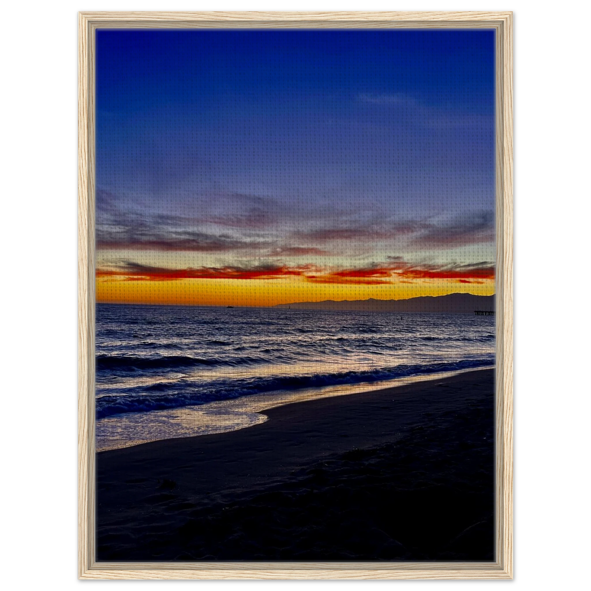 California SUNSET WALL Art print by CaliCuration featuring Venice Beach scene on wooden framed canvas, studio edition for spring 2026.