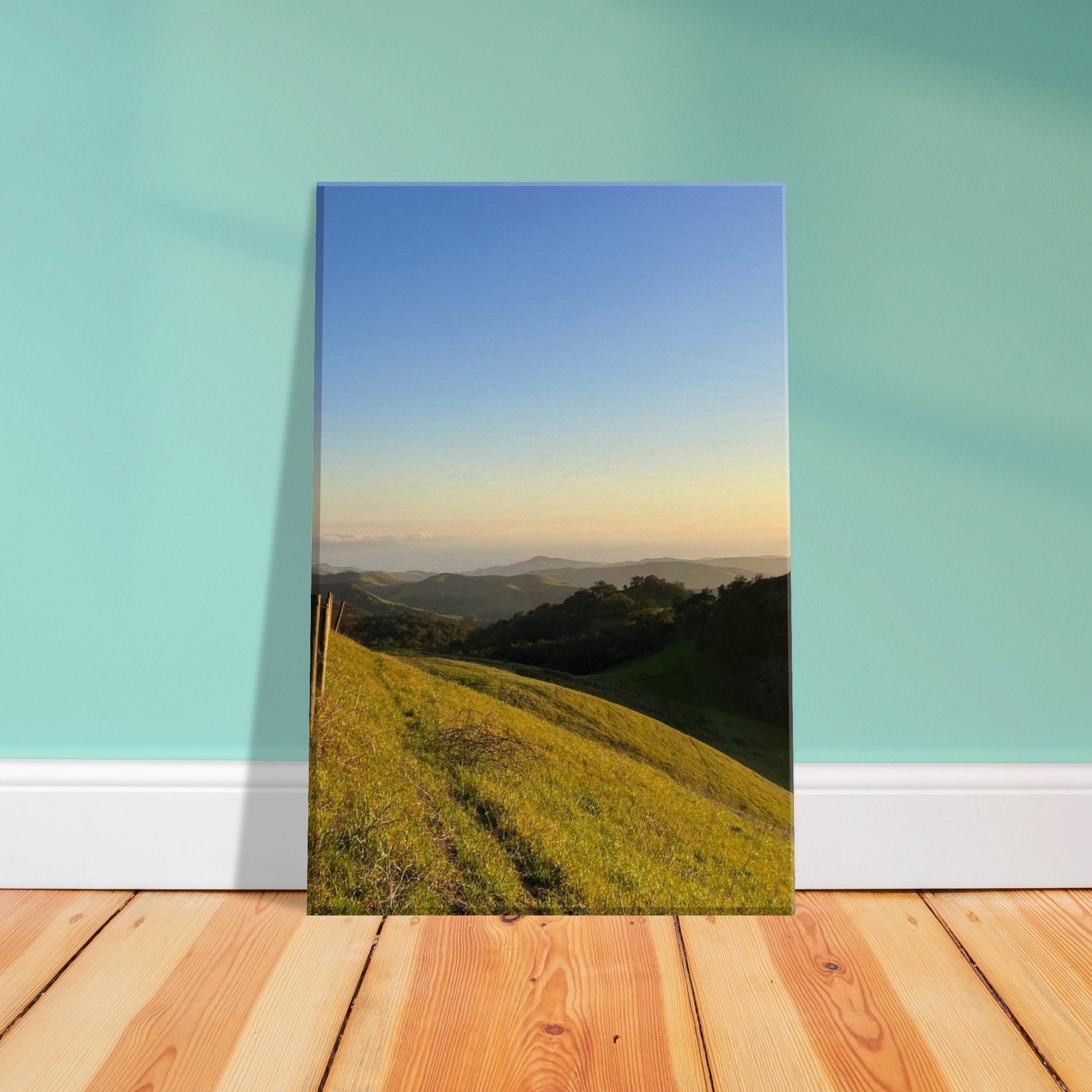 California canvas wall art featuring a Central Coast sunset print, studio edition, showcasing vibrant coastal sunset scenery.