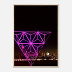 Framed print of New York City holiday art installation featuring Manhattan night view and Empire State Building, studio edition.