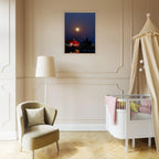Mystical Fall Full Moon wooden framed canvas print from CaliCuration's Travel Collection, featuring a spring-themed moon scene.