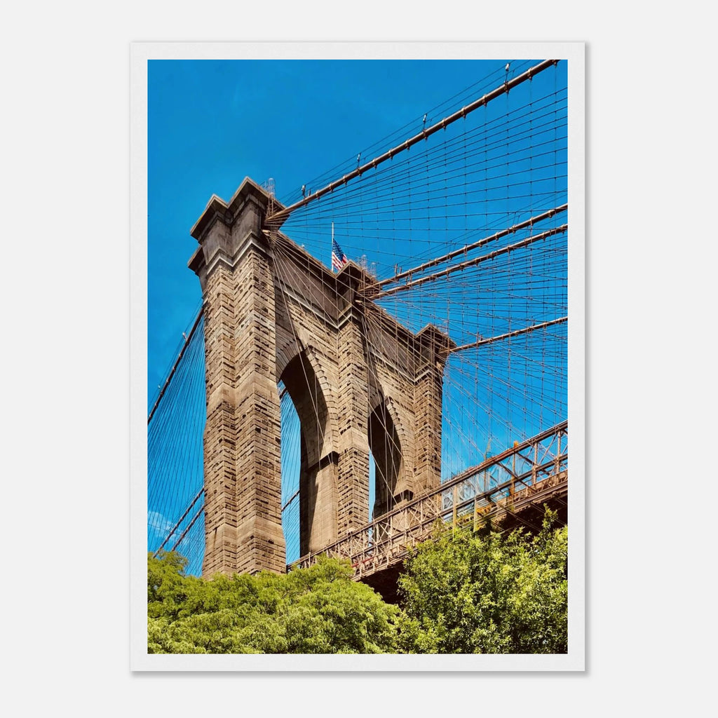 Framed NYC Brooklyn Bridge print featuring a Dumbo view from the Studio Edition, showcasing iconic New York City scenery.