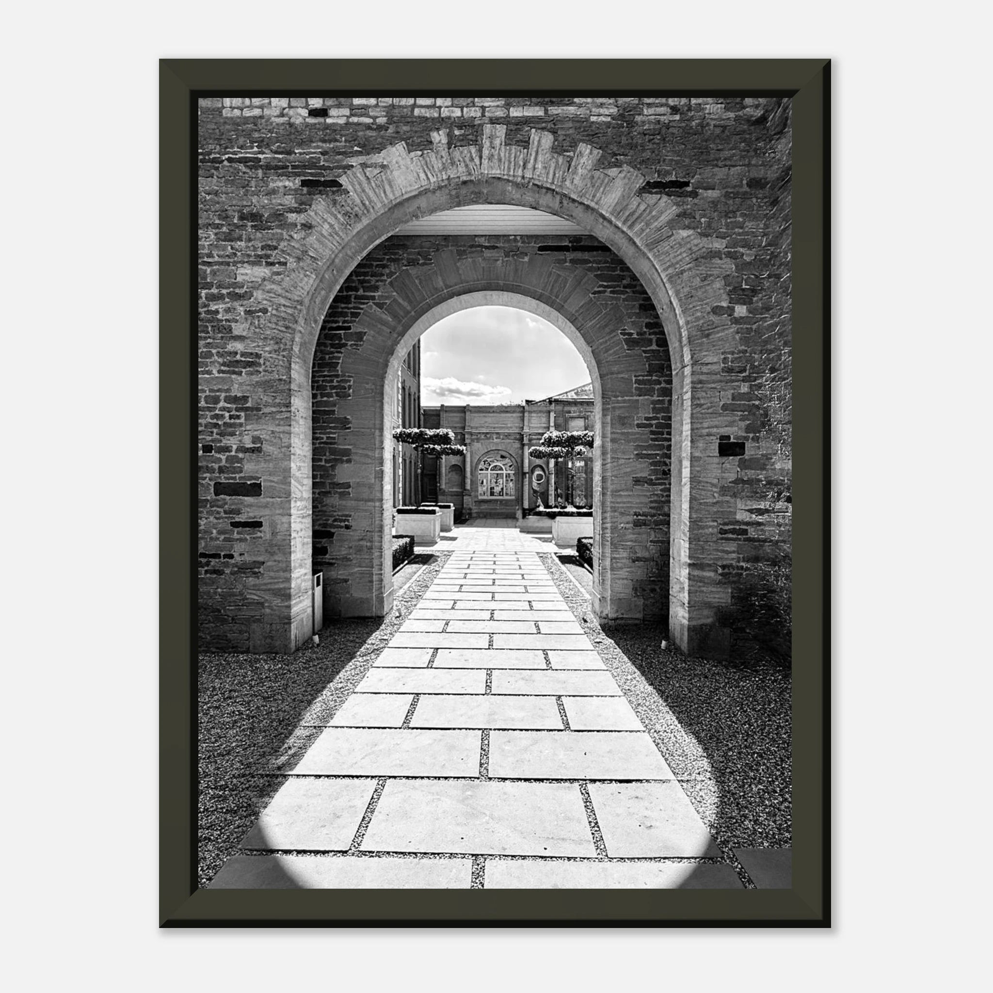 Cotswolds Estate aluminum framed poster featuring black and white summer light and shadows art from the Studio Edition travel collection.