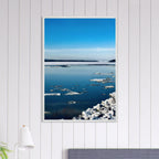 Wooden framed Hudson Valley winter poster featuring snowy landscape, travel-inspired print from the Studio Edition collection.