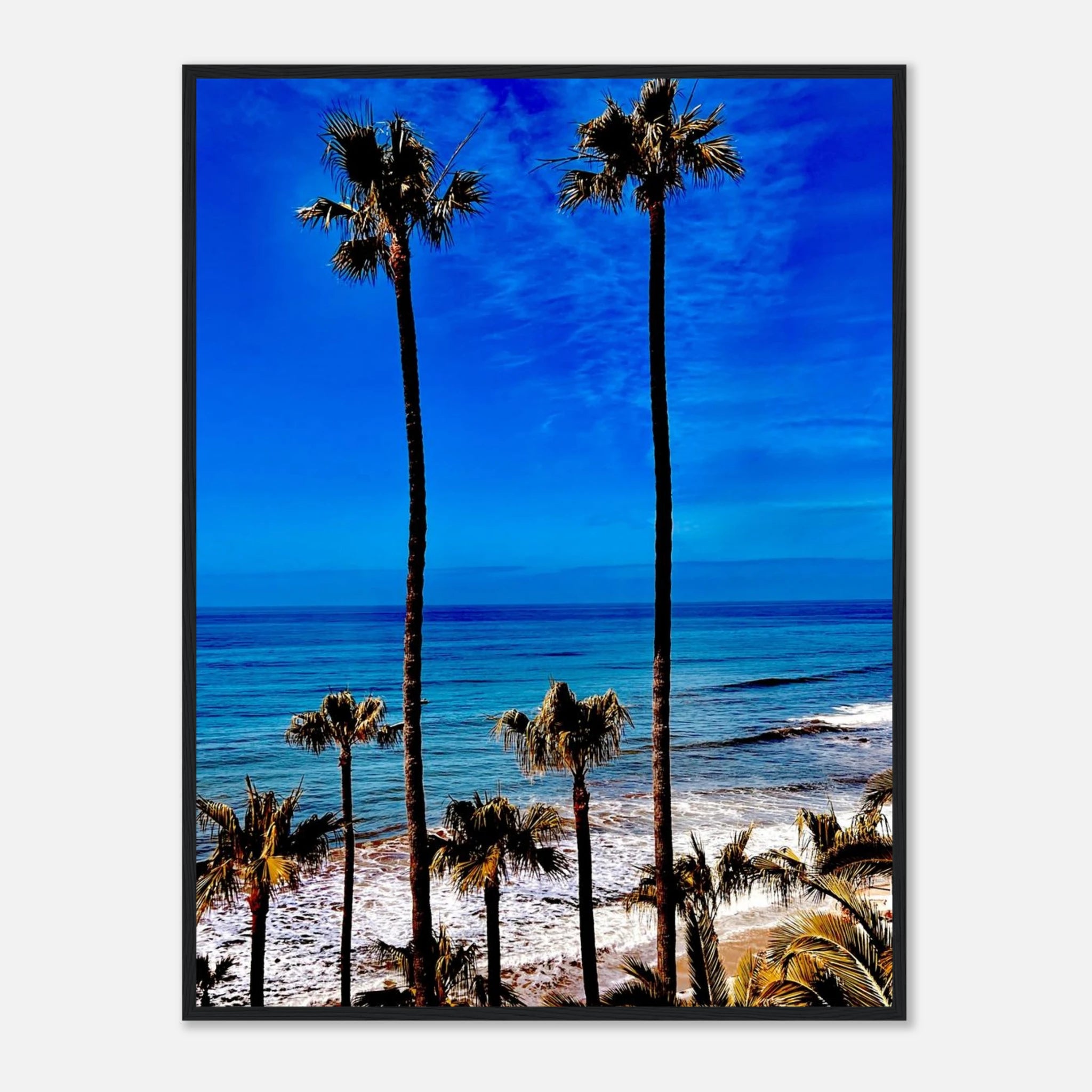 Malibu Palm Tree Family framed poster by CaliCuration featuring California art print for spring '26, on high-quality print material.