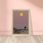 Beach moody wall art print featuring a harvest moon scene on framed canvas, California Canvas Studio Edition.