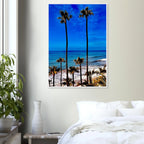 Malibu Palm Tree Family framed art print by CaliCuration, California-themed spring 2026 studio edition, showcasing vibrant palm artwork.