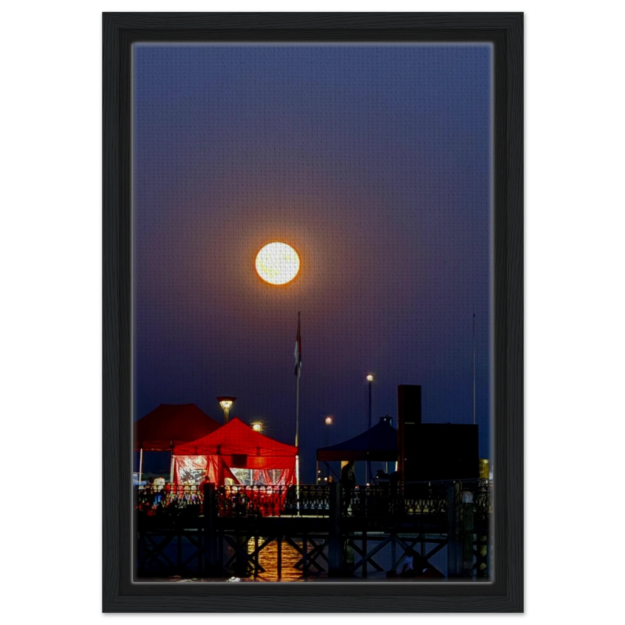 Mystical Fall Full Moon canvas print from CaliCuration's Travel Collection, featuring a wooden frame and autumn moon scene.