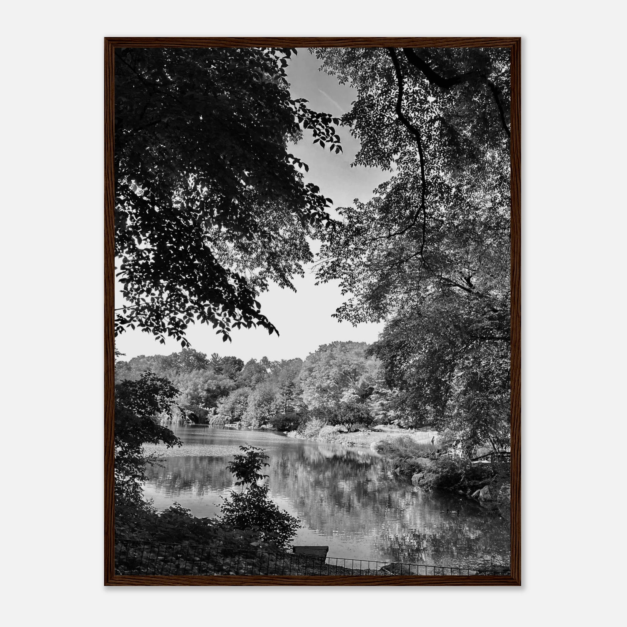 Black and white framed print of Upstate NY summer lake scene from the Studio Edition Travel Collection by My Store.
