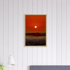 Southern California Red Sunset framed canvas print by CaliCuration featuring a vibrant sunset over the coastline.