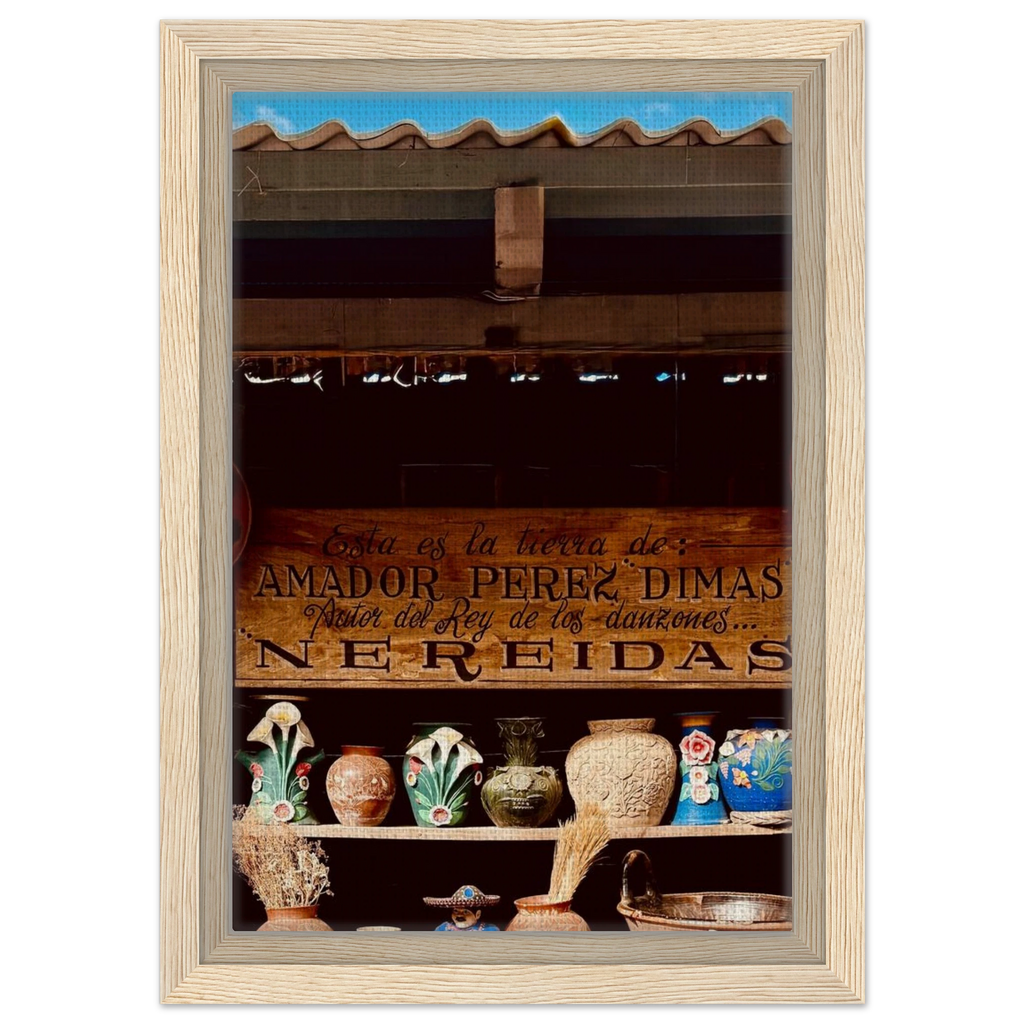 Oaxaca Street Fair framed canvas print by CaliCuration from the Mexico Travel Collection, showcasing vibrant street festival scenes.