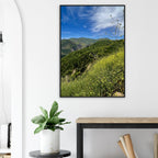 Wooden framed print of Malibu Canyon wildflowers on museum-quality matte paper, California poster art by Studio Edition.