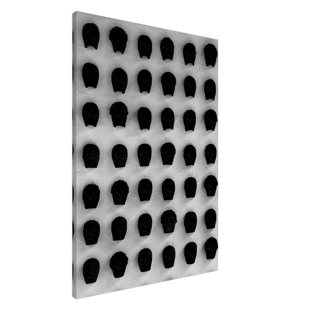 Monochrome skull grid canvas wall art featuring minimalist black and white abstract skull design, ideal for modern home decor.