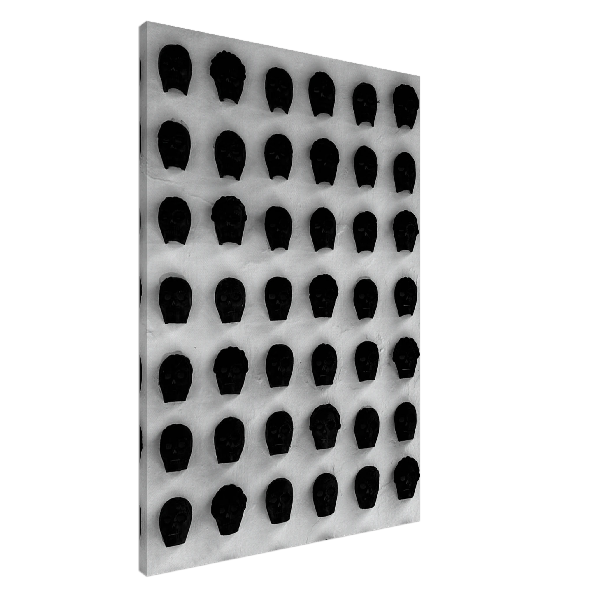 Monochrome skull grid canvas wall art featuring minimalist black and white abstract skull design, ideal for modern home decor.