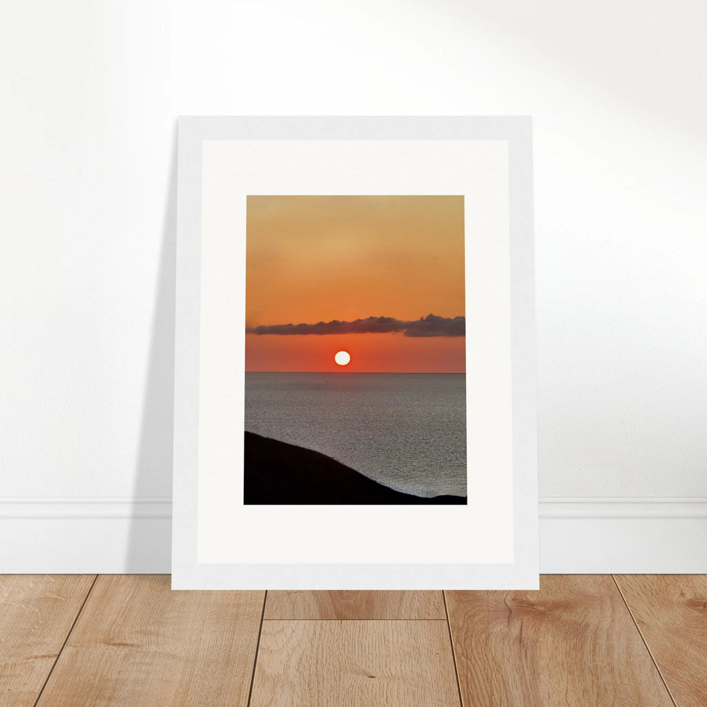 Magical Mediterranean Sunset framed poster print from My Store, vibrant wall art depicting a scenic sunset view for home decor.