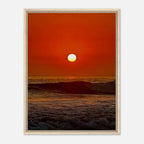 California Red Sunset framed canvas print by CaliCuration featuring vibrant red sunset hues in a studio edition.