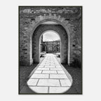 Black and white Cotswolds Estate aluminum framed poster featuring summer light and shadows, part of the Studio Edition travel collection.
