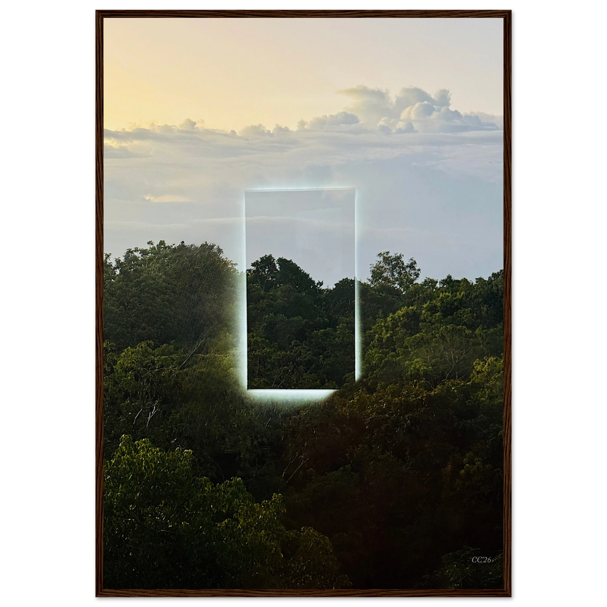 Color print of "A Window into Jungle Stillness" by CaliCuration, showcasing vibrant jungle scenery in an exclusive edition of 5.