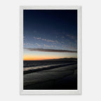 Premium wooden framed poster of a vibrant SoCal fall sunset, mounted and ready for home decor, showcasing California holiday artwork.
