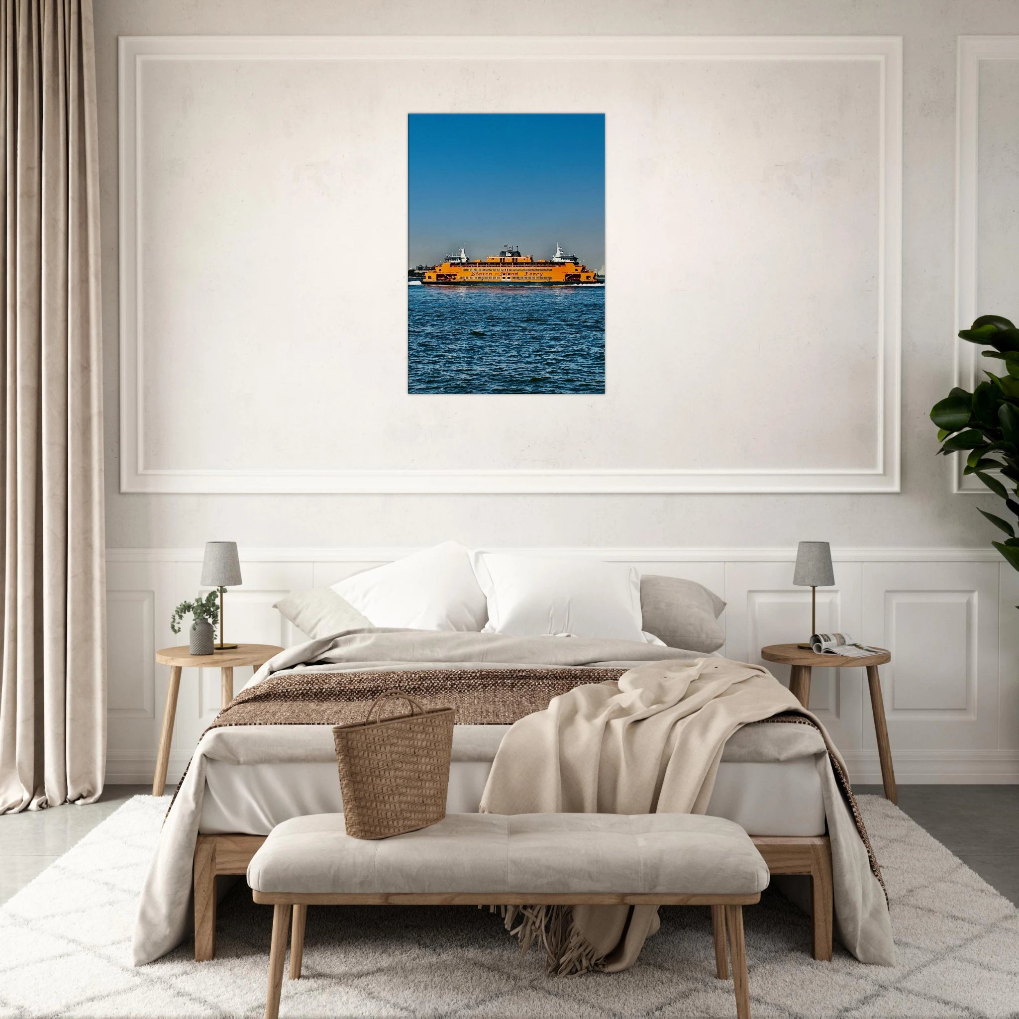 CaliCuration NYC Skyline canvas print featuring the iconic Staten Island Ferry in a travel collection studio edition artwork.