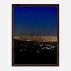 Premium wooden framed canvas print of Los Angeles Downtown Nightglow, elegant California wall art by My Store, Studio Edition holiday edition.