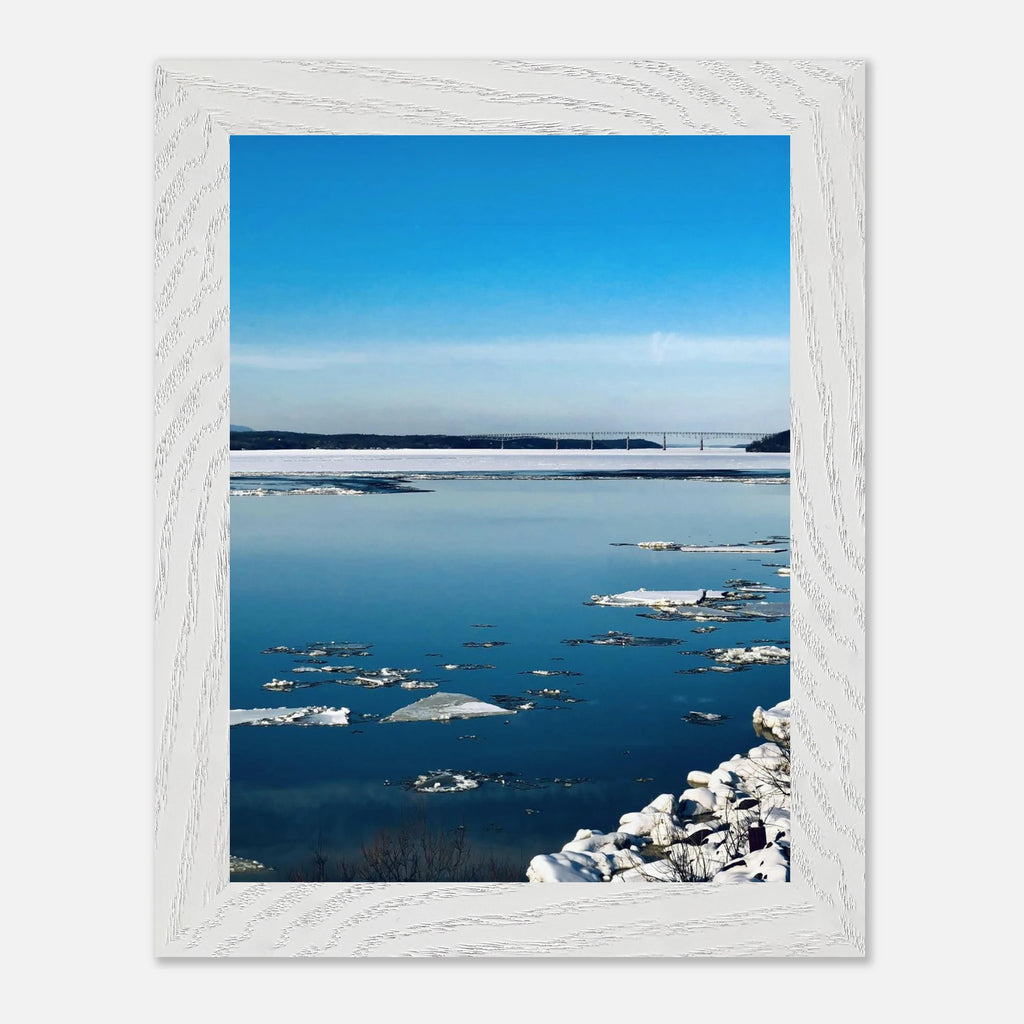 Wooden framed Hudson Valley winter poster featuring snowy landscape print from the Studio Edition Travel Collection by My Store.