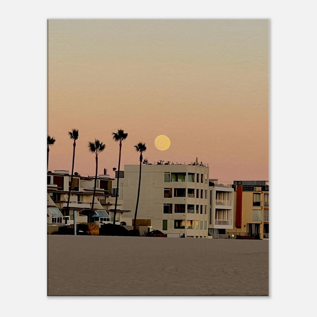 Moody Venice Beach canvas wall art print featuring SoCal beach scene with vibrant colors and artistic coastal imagery.