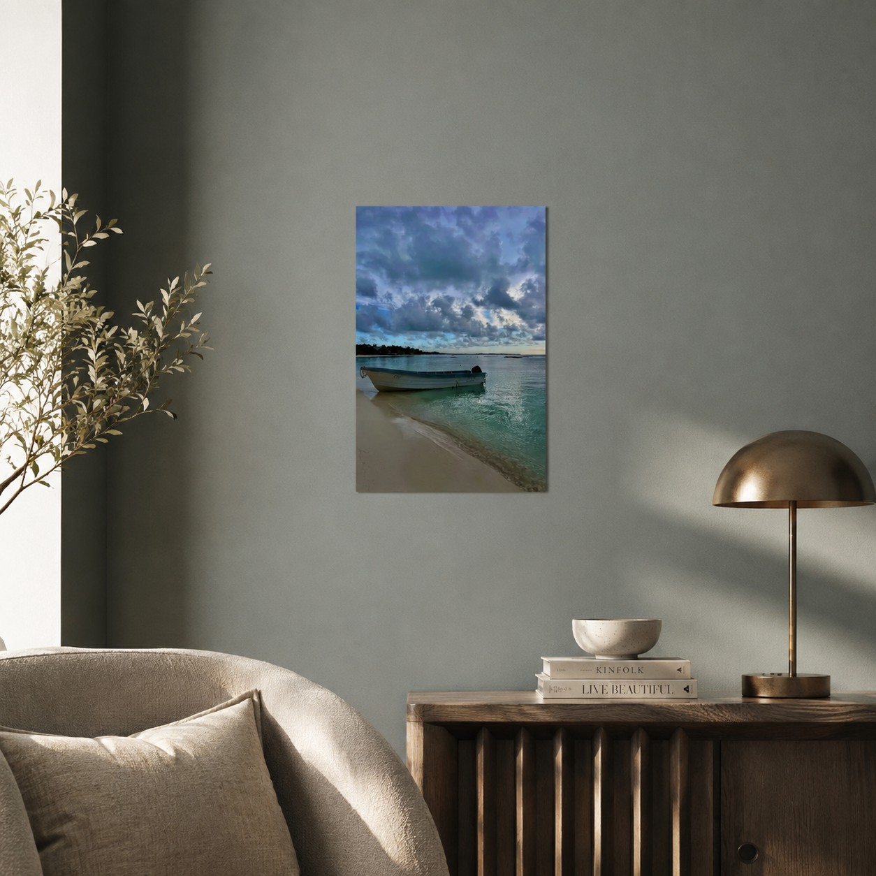Tulum Fishing Boat Aluminum Print | Caribbean Beach Wall Art