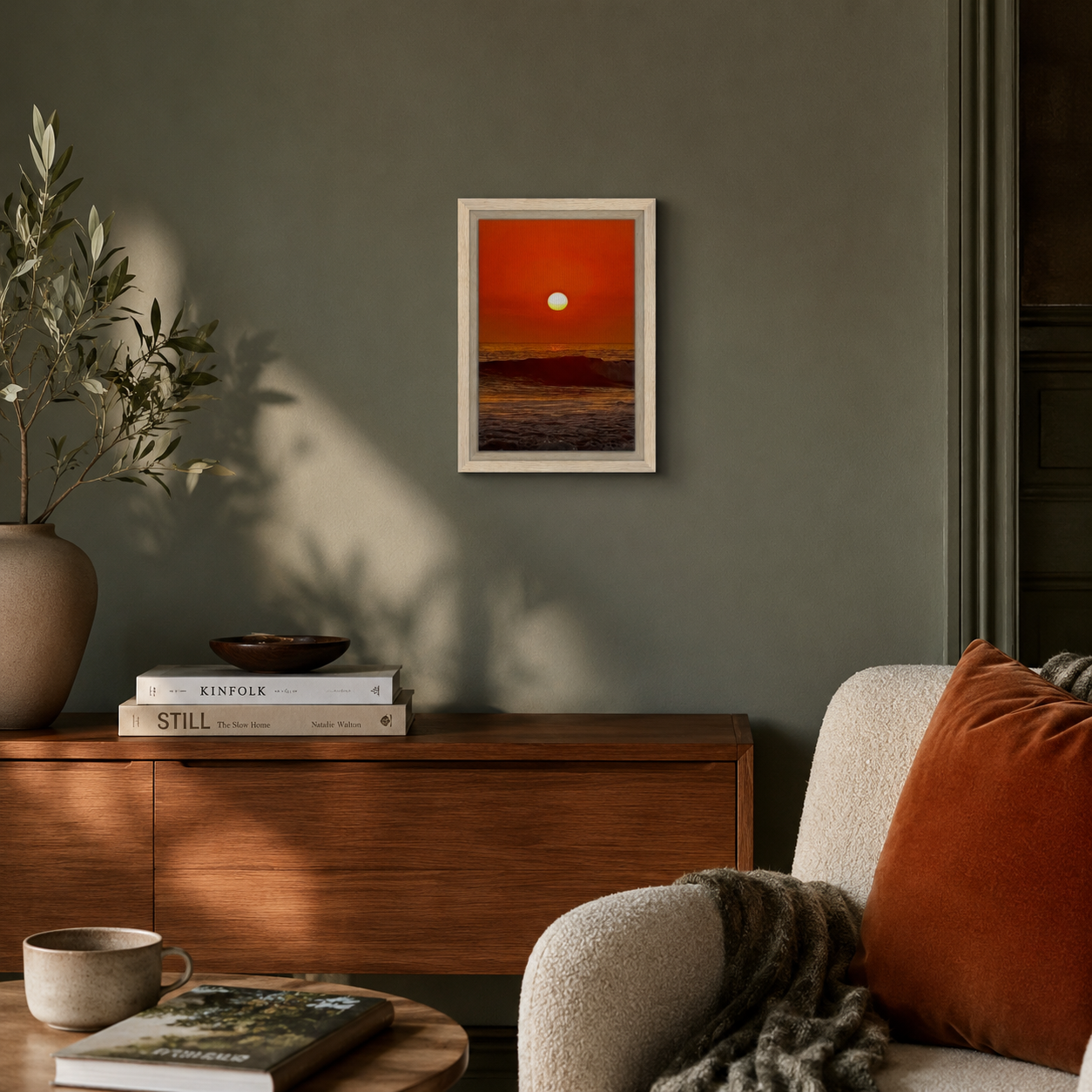 California Red Sunset Framed Canvas | Coastal Wall Art