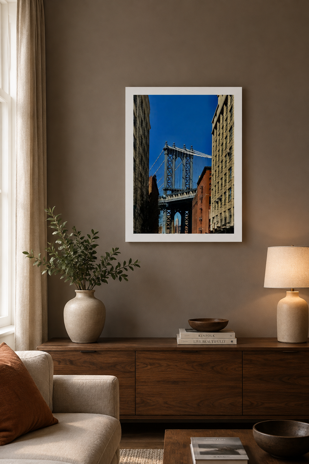 NYC DUMBO Skyline Framed Print | Brooklyn Wall Art