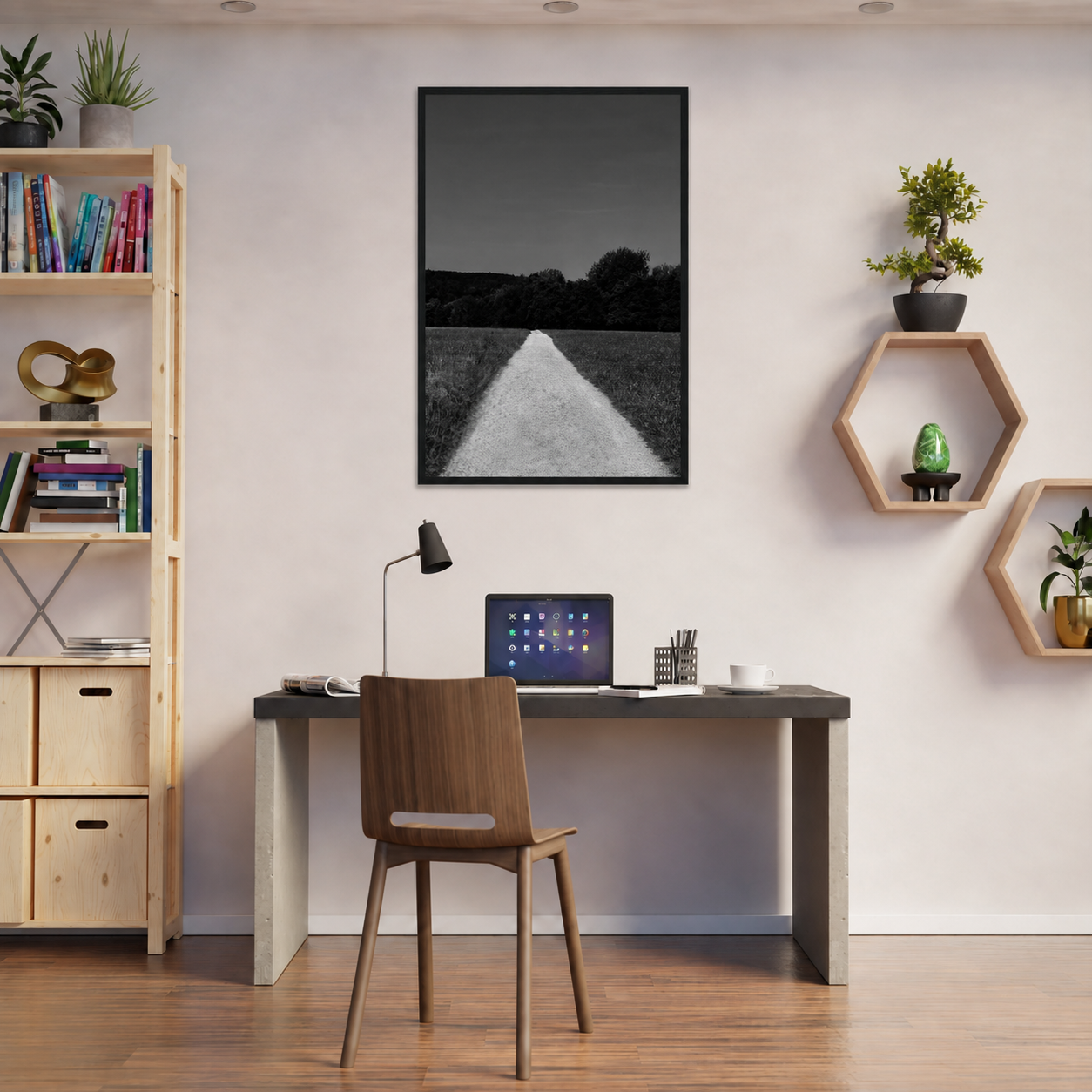 Summer Road in Southern Germany Framed Poster | Black and White Travel Wall Art