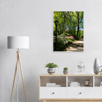 Central Park walkway framed poster by My Store, showcasing a peaceful scene of a serene stroll through lush greenery and tree-lined paths.