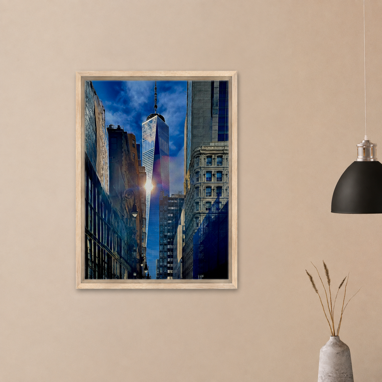One World Trade Center Sunlight Framed Canvas | NYC Wall Art