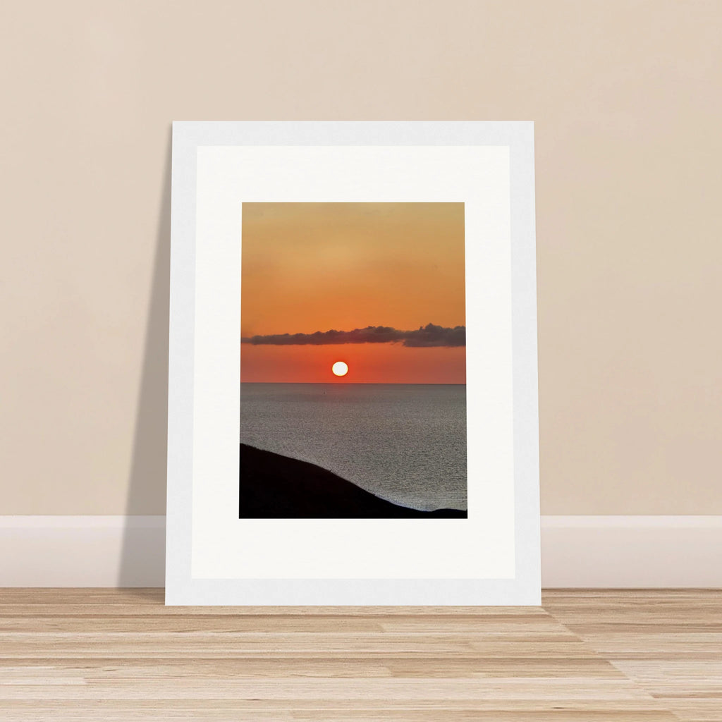 Magical Mediterranean Sunset framed poster wall art, vibrant travel collection print on high-quality material, perfect for any room.