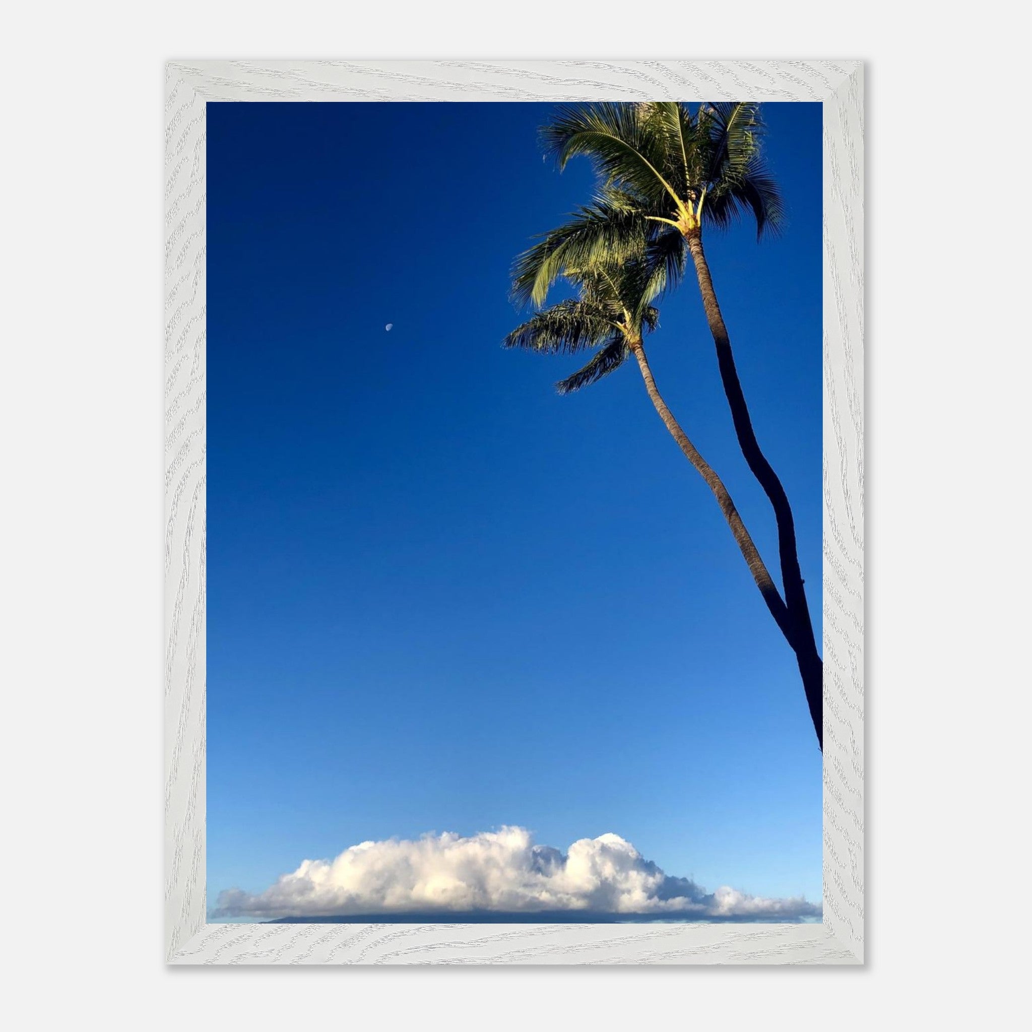 Framed Hawaii Volcano Clouds and Pacific scene print by CaliCuration, showcasing vibrant island landscape and volcanic imagery.