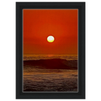 California Red Sunset framed canvas wall art by CaliCuration featuring a vibrant coastal sunset scene in a stylish print.
