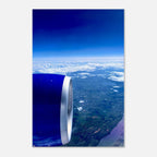 Aluminum print of an airplane turbine with a cross-Atlantic view, part of the Studio Edition travel collection by My Store.