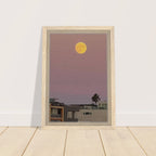 Beach moody wall art print featuring a harvest moon scene on framed canvas, California Canvas Studio Edition.