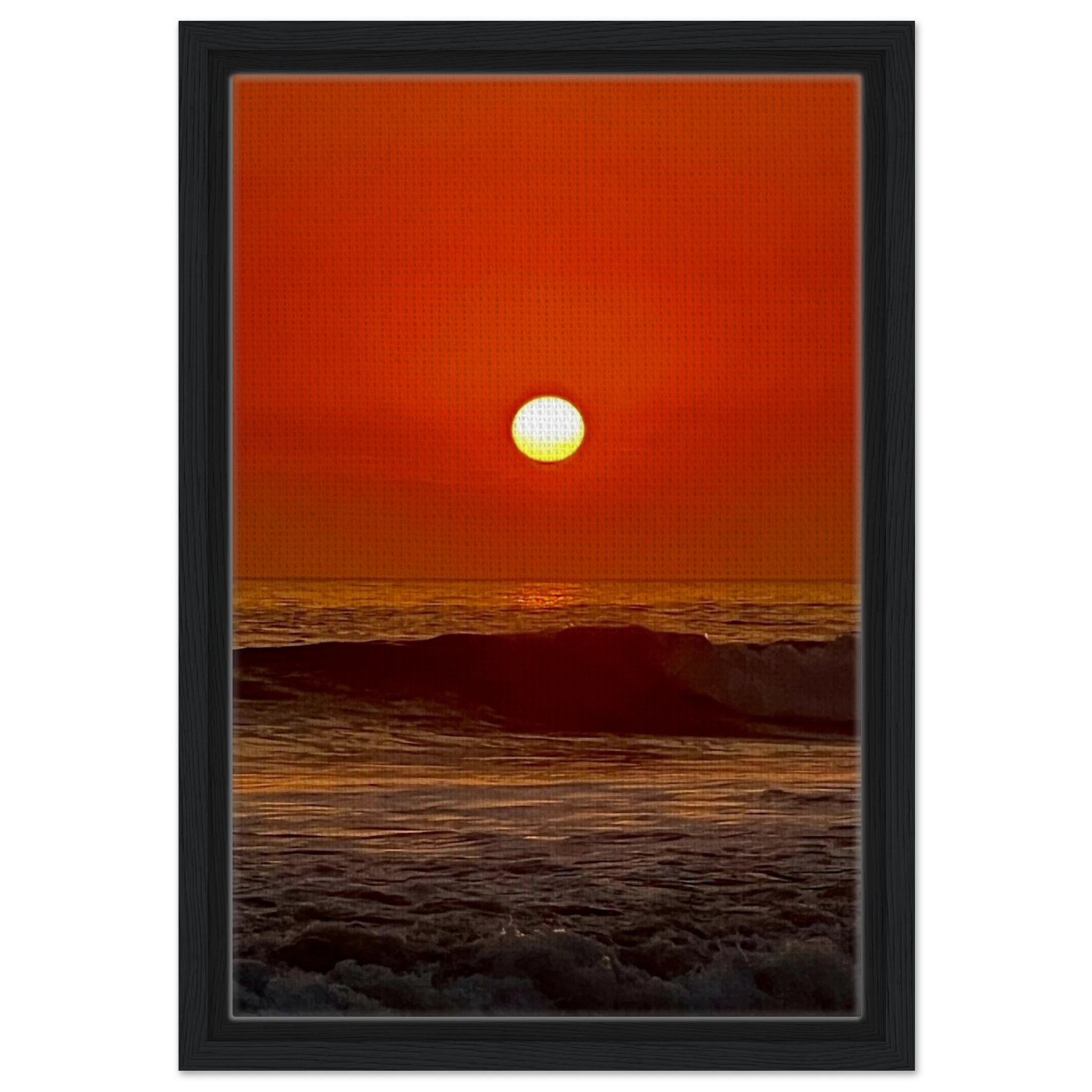California Red Sunset Series 3/3 framed canvas print by CaliCuration, showcasing vibrant red sunset hues in a captivating studio edition.