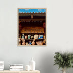 Framed canvas artwork of Oaxaca street fair from CaliCuration's Mexico travel collection, featuring vibrant colors and lively scene.