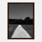 Black and white framed poster featuring a summer road scene from the Travel Collection, printed on semi-glossy paper, Studio Edition.