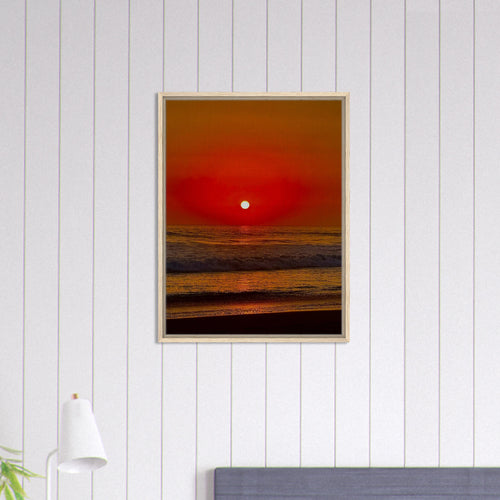 California Red Sunset framed canvas print by CaliCuration, featuring vibrant sunset colors and nature-inspired artwork.