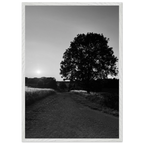 Mounted wooden framed black and white print of summer in the English Cotswolds countryside from the Travel Collection.
