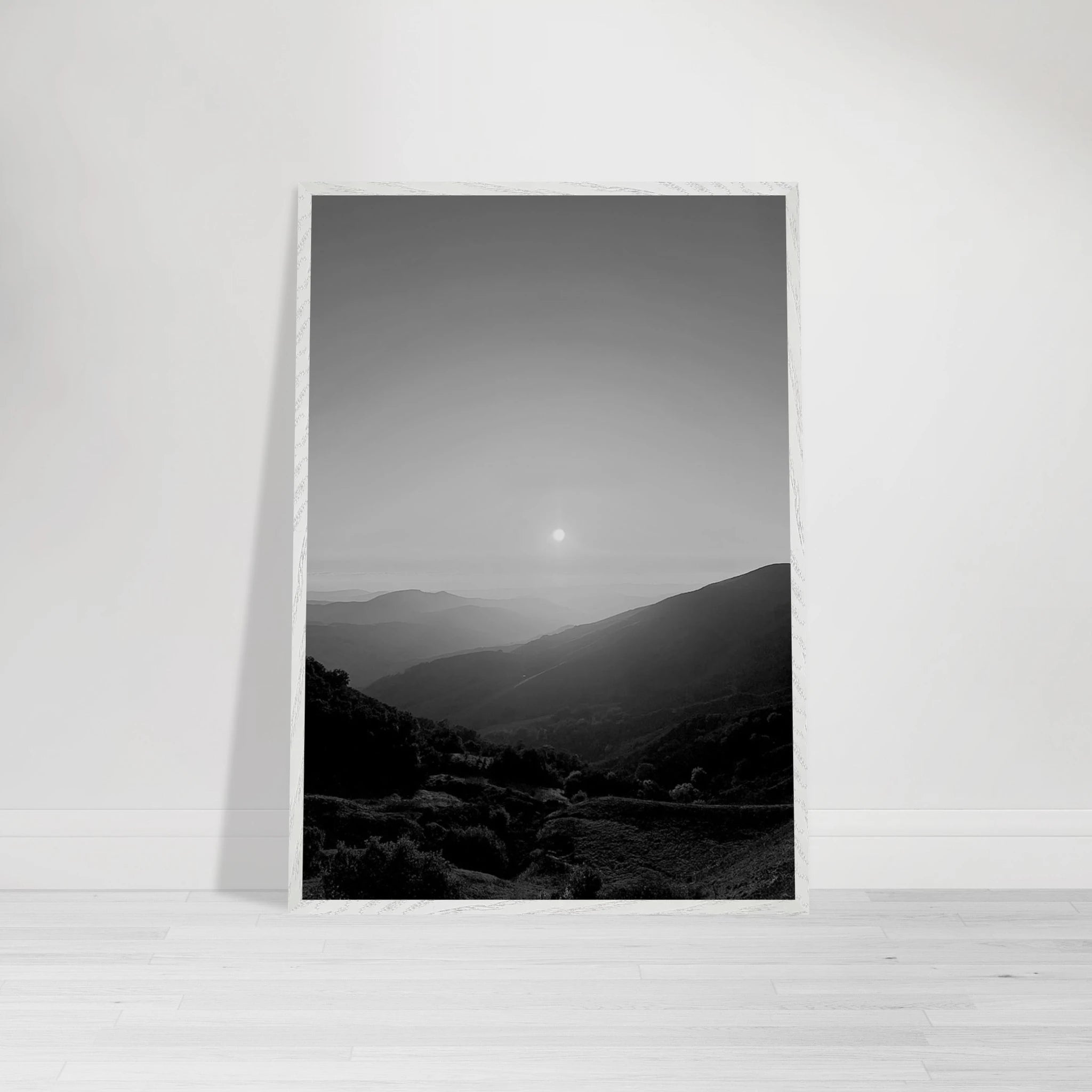 Black and white framed poster of California Central Coast sunset, mounted print from My Store's travel collection, studio edition.