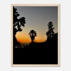 Framed Hollywood Hills print featuring a winter sunset over Laurel Canyon, California poster art, studio edition, holiday 25.
